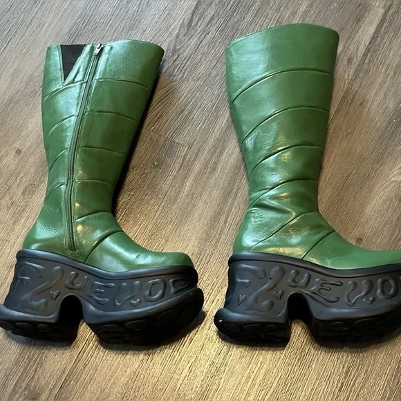 John Fluevog Green Paloma Boots Size 8 - Picture 3 of 12